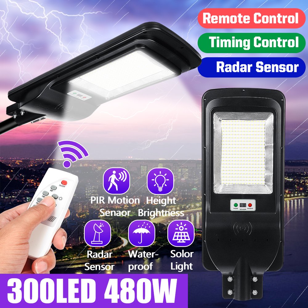 480W Solar Street Light,Waterproof Outdoor PIR Motion Sensor Lamp