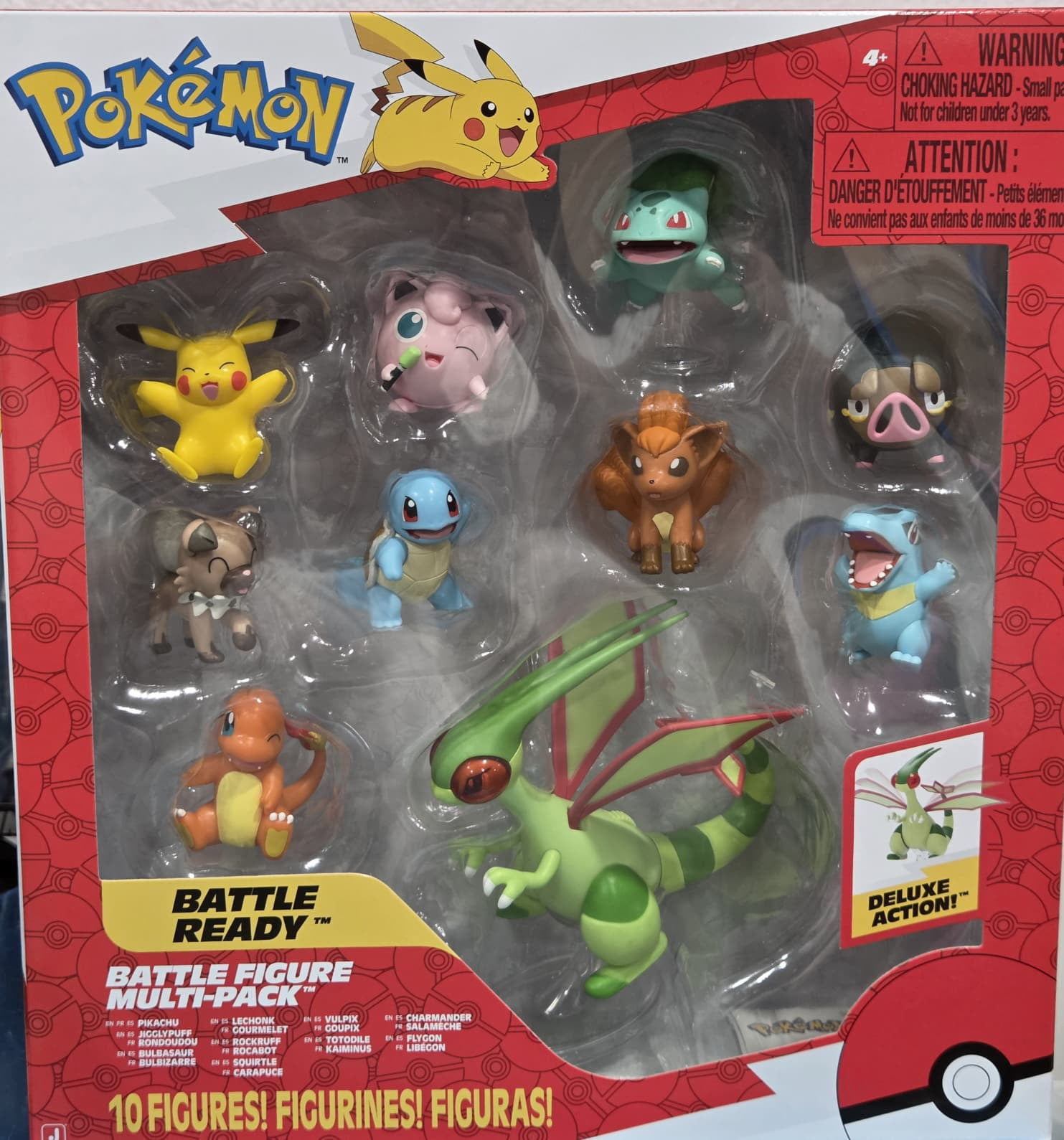 Pokemon Battle Figure Multi-Pack Deluxe Action Figure Set, 10-Pack with Pikachu, Charmander, Squirtle & Flygon