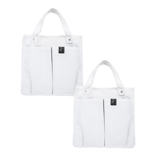 Oleegame 2PC Bathtub Drain Stopper Spring And Summer Canvas Solid Color Stitching Handbag Student Lunch Box Bag Bento Handbag Multi Pocket Practical Canvas Bag White