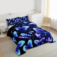 thumbnail image 3 of Manfei Neon Blue Butterfly Bedding Comforter Set 2pcs, Wild Animal Twin Comforter Sets, Kawaii Wildlife Bedding Set, Luxury Bedroom Decor, 3 of 8
