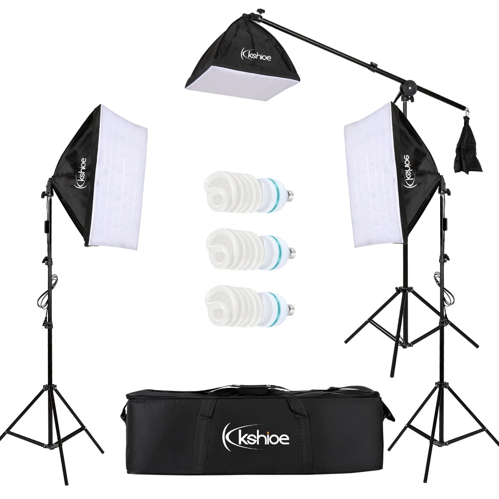 Phot-R 2x 2000W Bulbs 50x70cm Softbox Continuous Lighting Stand Chamois Cloth 