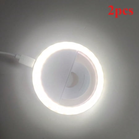 2pcs Camera flash mobile phone LED external fill light female anchor beauty selfie device mobile phone mini fill light LED round selfie beauty photo light