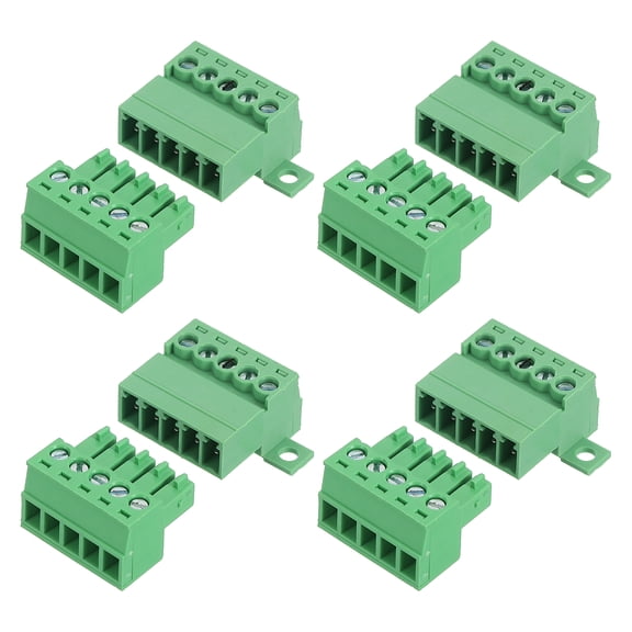 4 Set 5 Pin Screw Terminal Block Connector, 3.81mm PCB Mount Screw Terminal