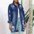 thumbnail image 4 of Vedolay Women's 2023 Jackets Denim Jacket for Women Long Sleev Jean Jacket Loose Coat,Dark Blue XXL, 4 of 5