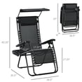 thumbnail image 3 of Outsunny 2 Piece Foldable Lounge Chair with Canopy Shade, Black, 3 of 10