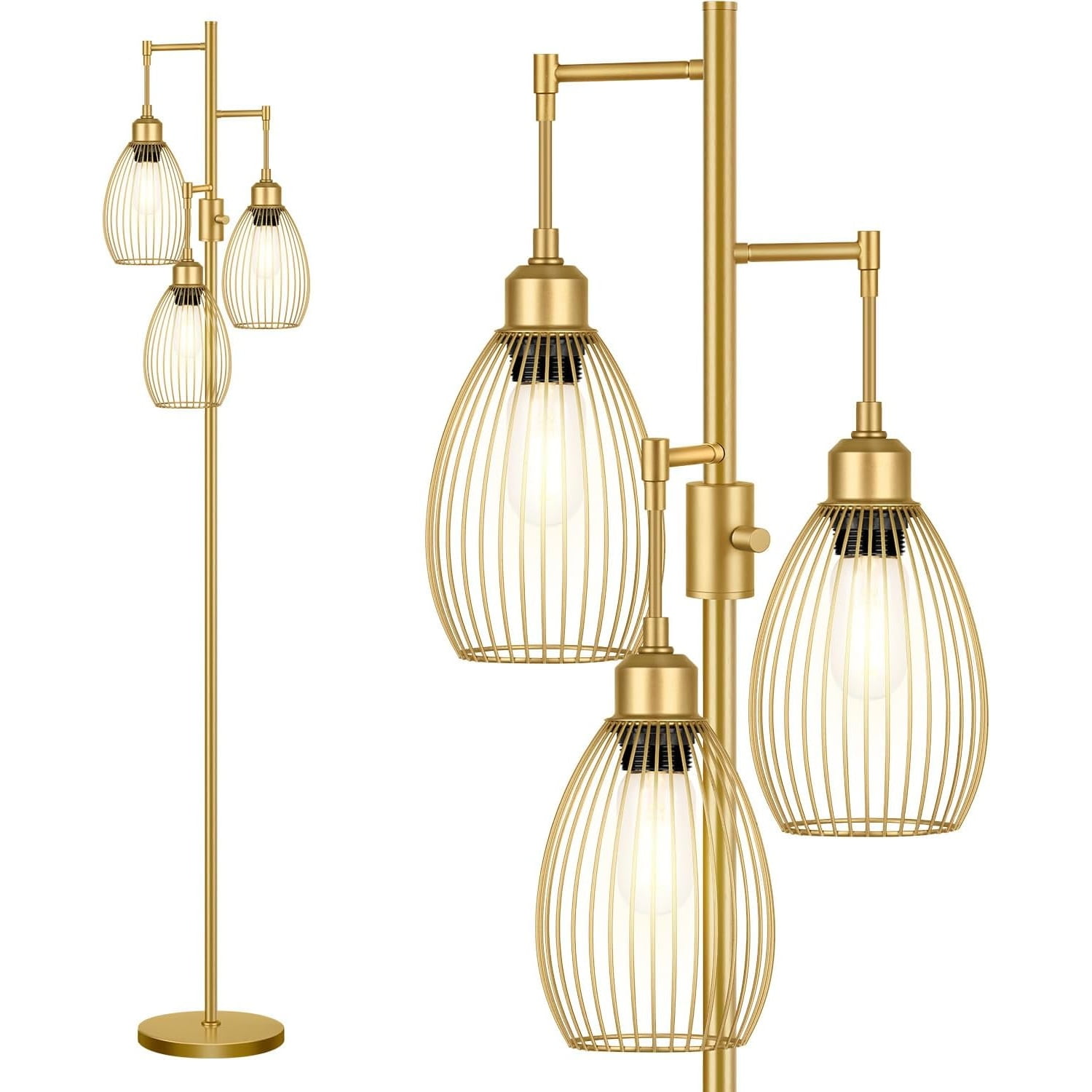 Dimmable Floor Lamp, Floor Lamp Standing Lamp with Tall Lamp for Living Room Bedroom Office Dining Room - Gold