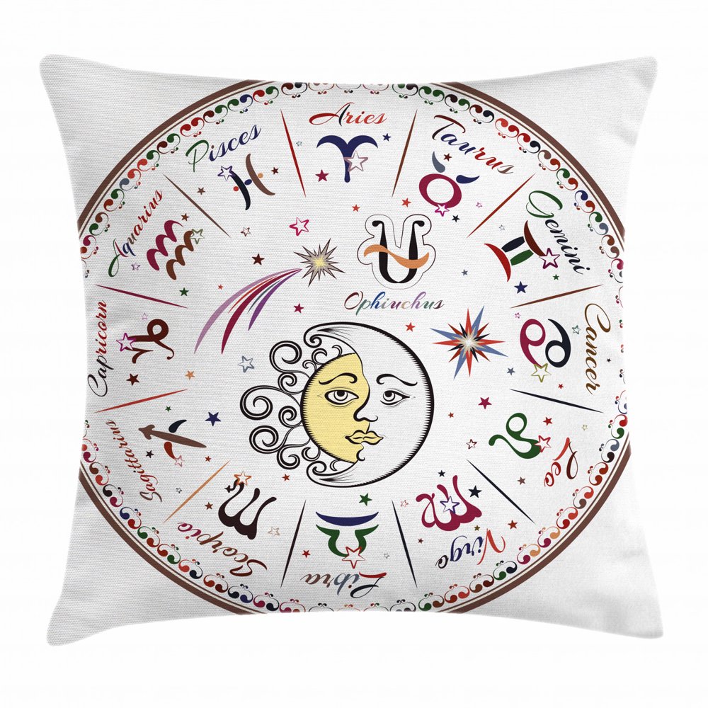 Zodiac Decor Throw Pillow Cushion Cover, Division of Colorful Astrology