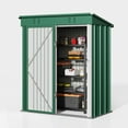 thumbnail image 4 of Green Shed, Asofer Metal Storage Shed with Sloping Roof for Backyard Patio Lawn, Small Garden Tool Shed, 4 of 11