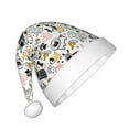 thumbnail image 2 of Honeii Puppy Print Hat Santa Claus Hat For Xmas Party, Christmas Caps For Boys Girls Child,Christmas Beanie, 2 of 6