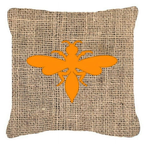 Wasp Burlap and Orange Indoor & Outdoor Decorative Fabric Pillow - 18 x 18 in.