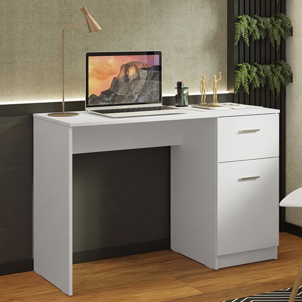 Madesa Compact Desk, Home Office Writing Desk with Cable Management