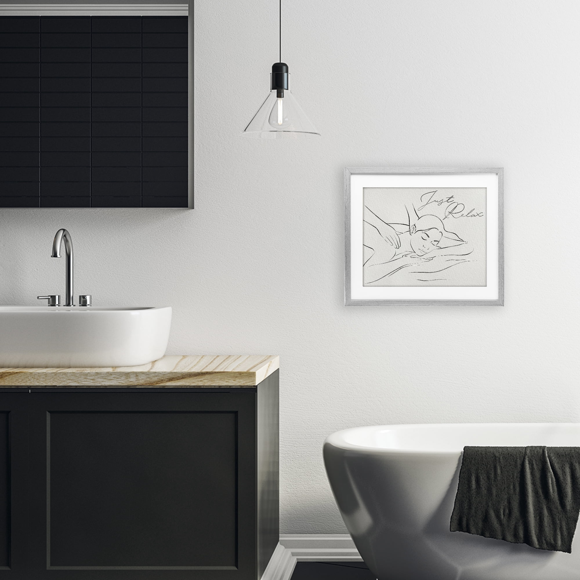 Stupell Industries Just Relax Massage Contour Gray Framed Print Under Glass, design by Marcus Prime