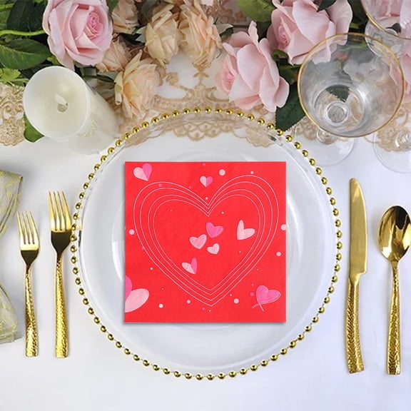 Fmbmuo Valentine's Day Printed Napkins - Multi-Use Disposable Napkins for Kitchen, Party & Dinner - Decorative Tissue Napkins as Fun Gift for Guests