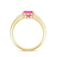 thumbnail image 2 of Rosec Jewels Oval Shape Lab Grown Pink Sapphire Solitaire Ring with Diamond (8X10 MM), 10K Yellow Gold, US 3.00, 2 of 9