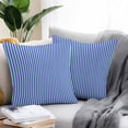 thumbnail image 2 of Blue Striped Outdoor Pillow Covers Set of 2 Simple Purple Stripes Modern Style Waterproof Throw Pillow Case Decorative Square Cushion Cover for Patio Couch Garden Balcony, 24"x24", 2 of 9