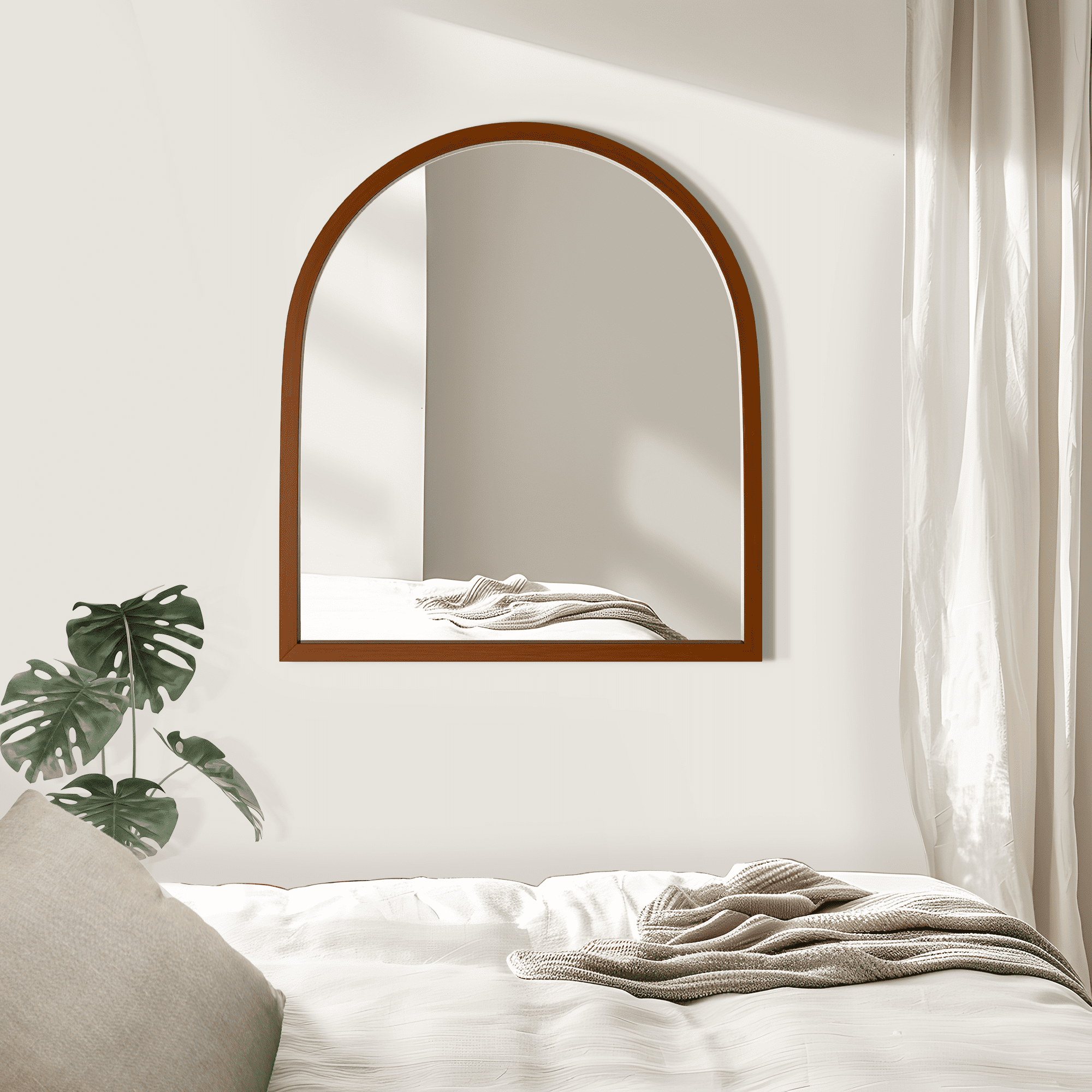 MAYEERTY 36"x32" Black Arched Floor Mirror Full Length Large Long Wall Mounted Mirror