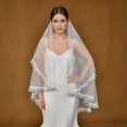 thumbnail image 4 of Double Layer Lace Trim Wedding Veils For Bride Photography Bridal Headpiece With Hair Comb Tulle Veils for Church Event White, 4 of 4