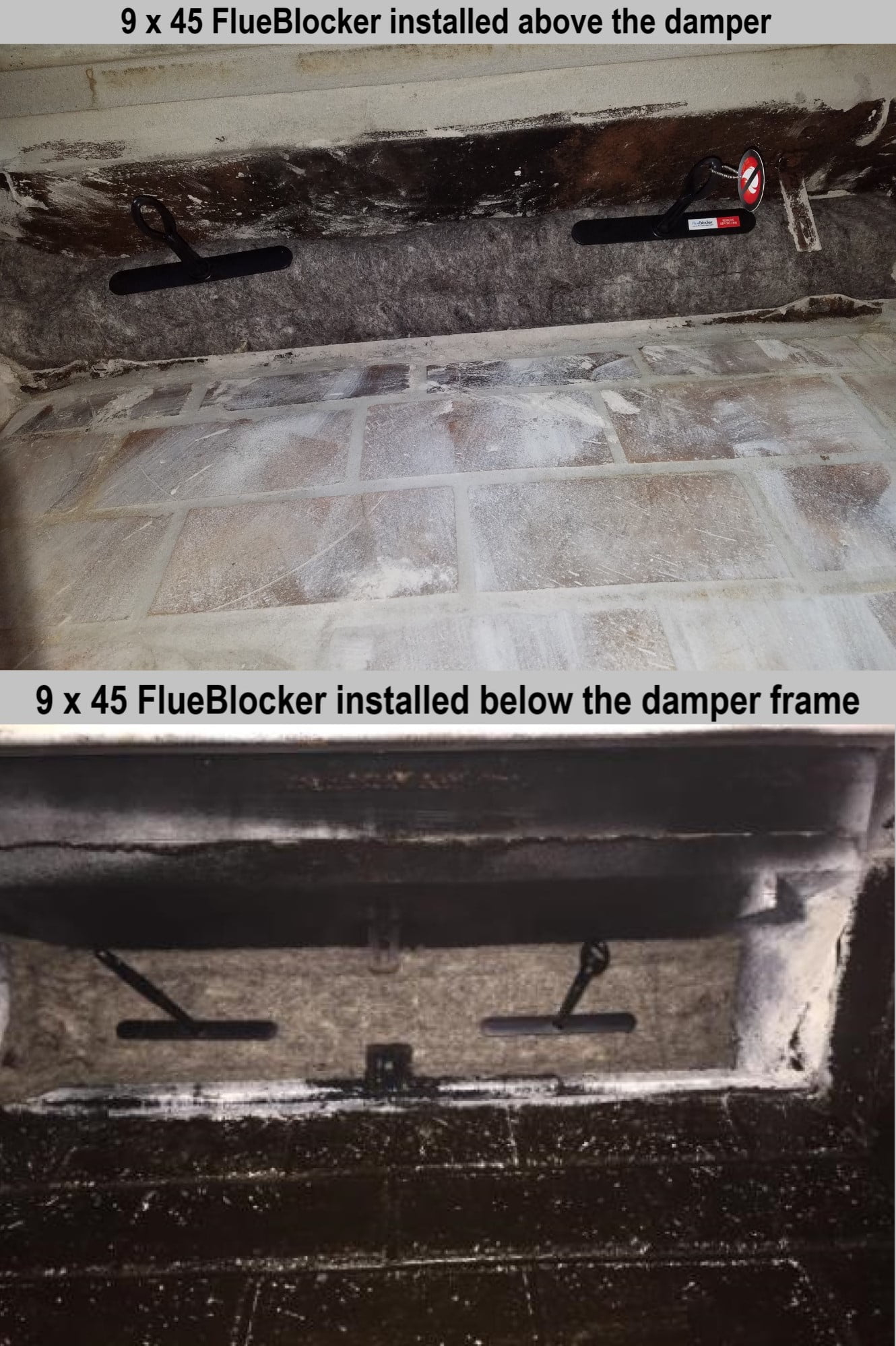 Flueblocker for 9 x 45 Chimney Flue, Chimney Sheep Fireplace Draft  Stopper, Rectangular Fireplace Plug 