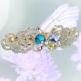 thumbnail image 4 of Pasador de pelo de mariposa de cristal - Clip con joyas - Metal rosa y dorado con pedrería y joyas multicolores - 3,5" x 1,25", 4 of 5