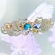 thumbnail image 4 of Pasador de pelo de mariposa de cristal - Clip con joyas - Metal rosa y dorado con pedrería y joyas multicolores - 3,5" x 1,25", 4 of 5