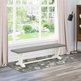 thumbnail image 2 of Pemberly Row Contemporary V-Style 15x60" Wood Dining Bench in White/Gray, 2 of 5