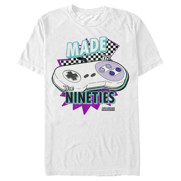 Men's Nintendo SNES Controller Retro 90's  Graphic Tee White Large