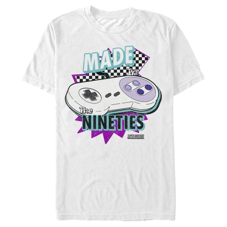 Men s Nintendo SNES Controller Retro 90 s Graphic Tee White Small