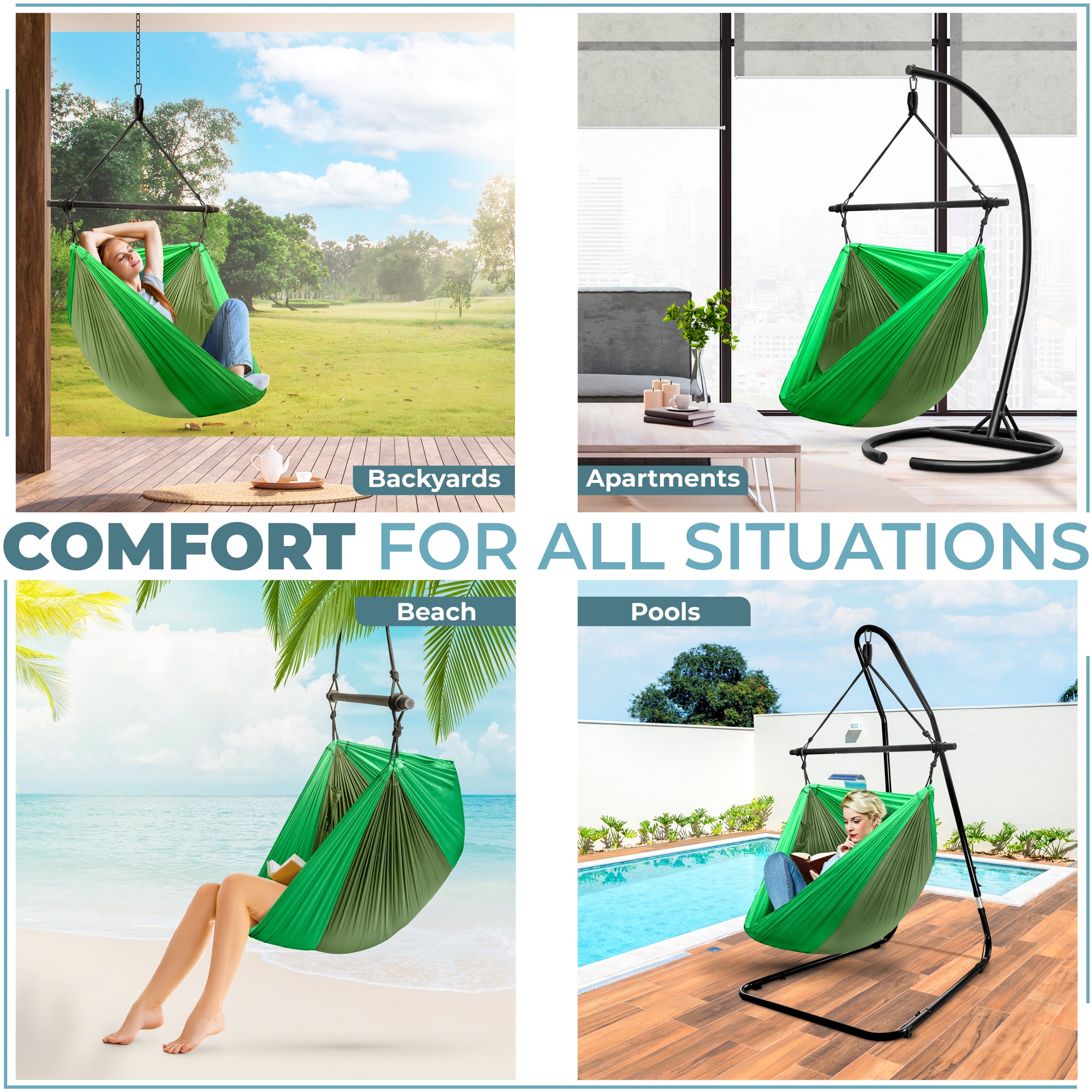 Sorbus Portable Hanging Camp Chair, Lightweight Foldable Outdoor Swing Seat, Green