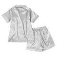 thumbnail image 4 of Girls Boys Silk Satin Pajamas Pyjamas Pjs Kids Child Top Shirt + Pants Sleepwear Set, 4 of 4