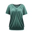 thumbnail image 5 of Womens Fashion Summer Tops 2025 Plus Size Solid Color Causal V-Neck Blouse Short Sleeve T-Shirt Tops, 5 of 7