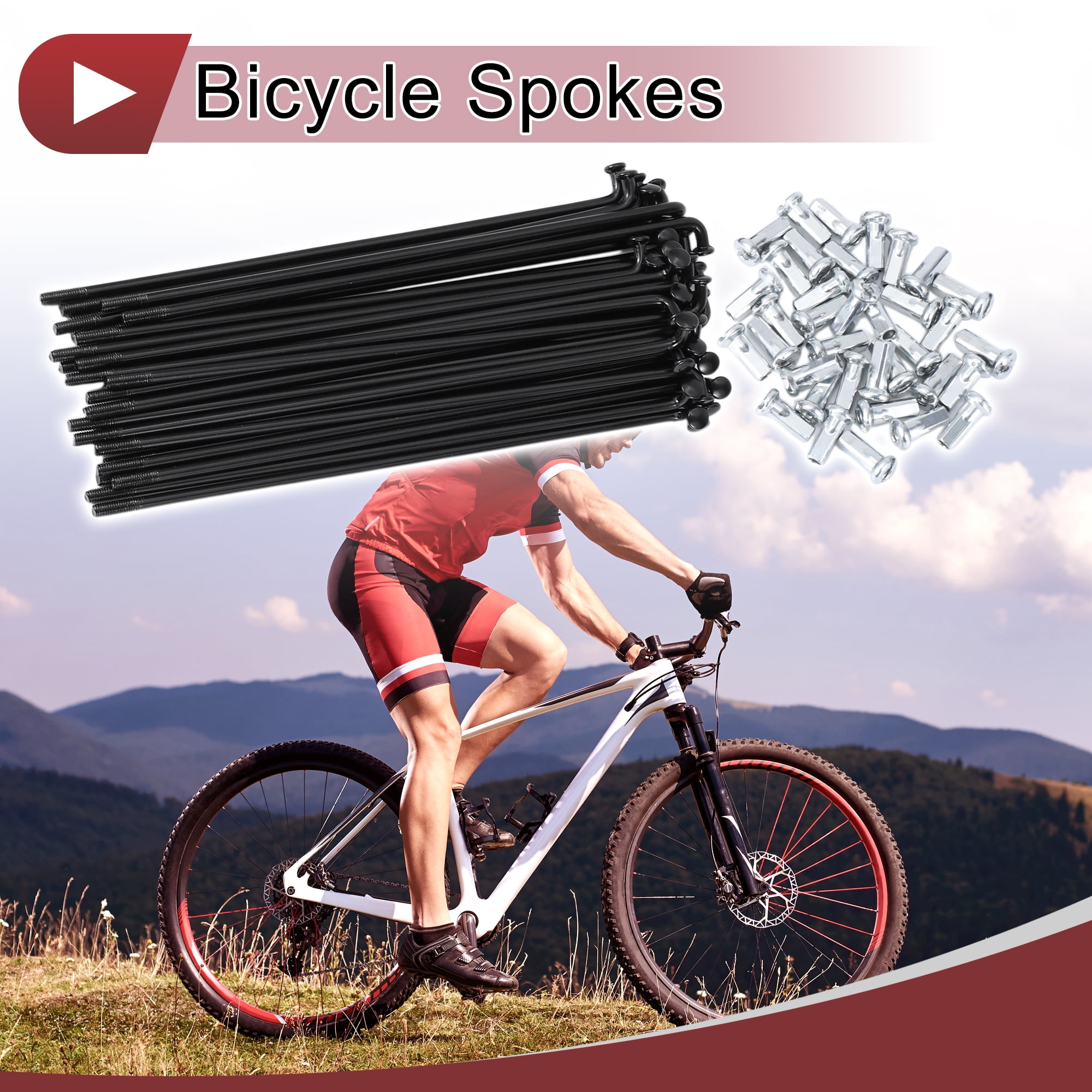 Unique Bargains 36 Set 12G Bicycle Spoke 12G Bike Wheel Spokes 45 Steel Black-125mm
