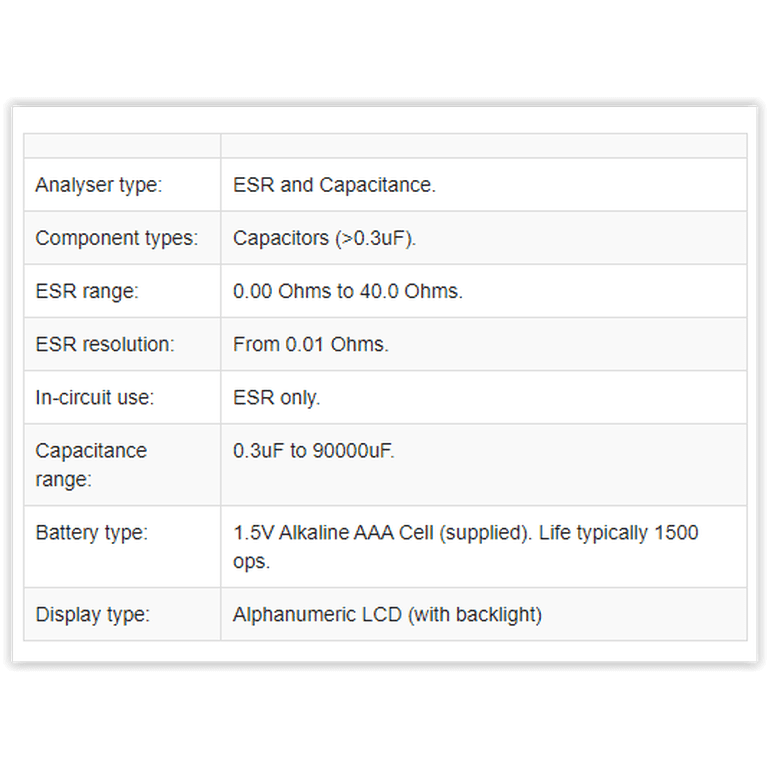Velleman Atlas ESR70+ Kondensator-Tester – Misst ESR & Kapazität, 0,01 Ohm Auflösung, Akustische Warnungen, Für 1–22000 µF – Ideal Für Fehlersuche In