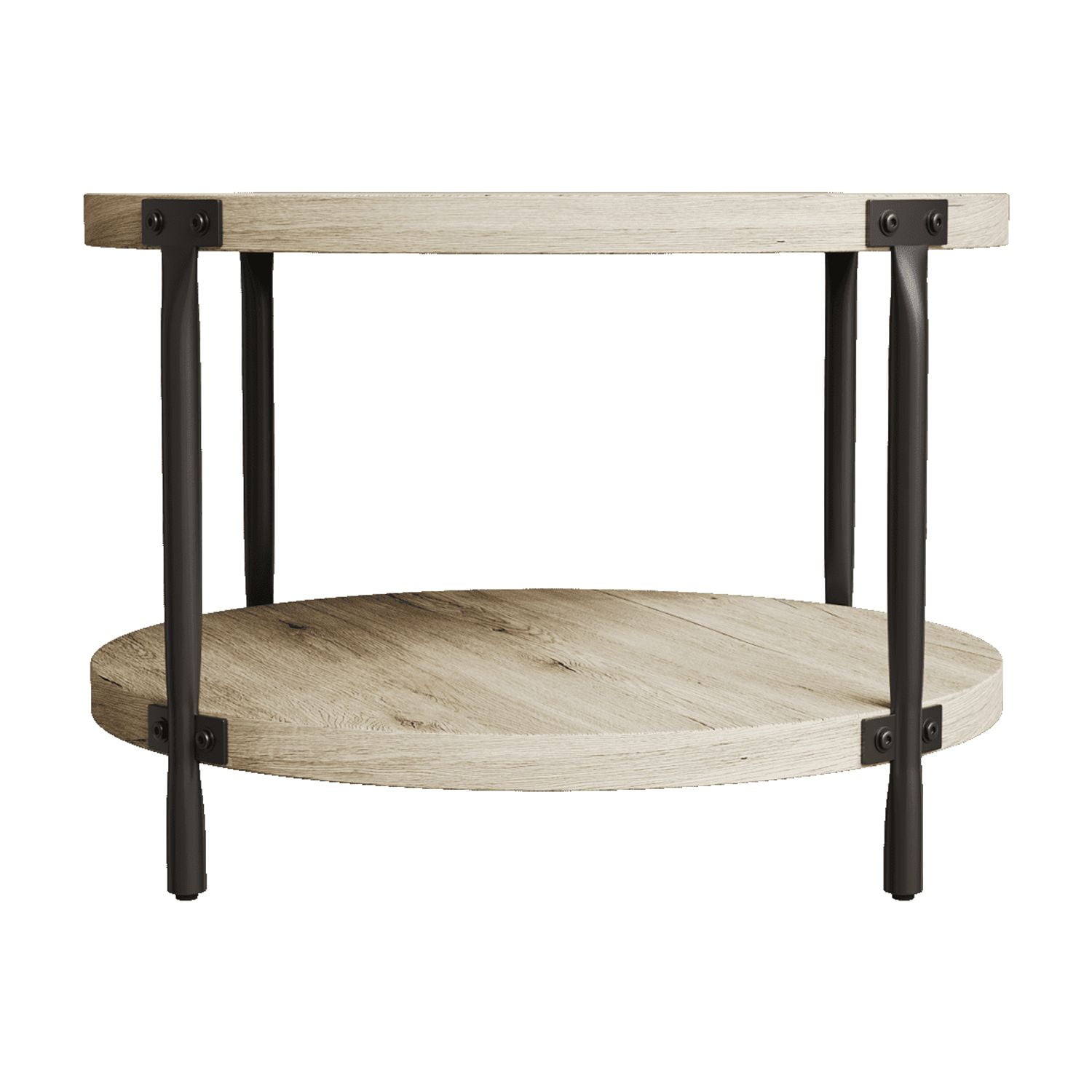 Modern Minimalist Circular Bohemian Coffee Table – Double Layer Storage, Natural Wood Finish, 31.4" Indoor Decor for Living Rooms & Study Spaces