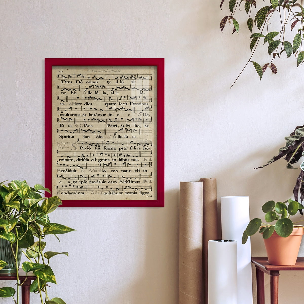 Vellum Songbook II -Framed Print w/glass-Cherry Red