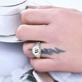 thumbnail image 2 of PAURO Initial Rings for Men Women Letter Rose Flower Name Black Silver Gold Plated Size 4 Stainless Steel Cool Personalized Statement Simple Jewelry Silver Q Size 12, 2 of 3