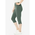 thumbnail image 3 of Woman Within Plus Size Petite Stretch-Cotton Knit Pull-On Capri Leggings, 3 of 5