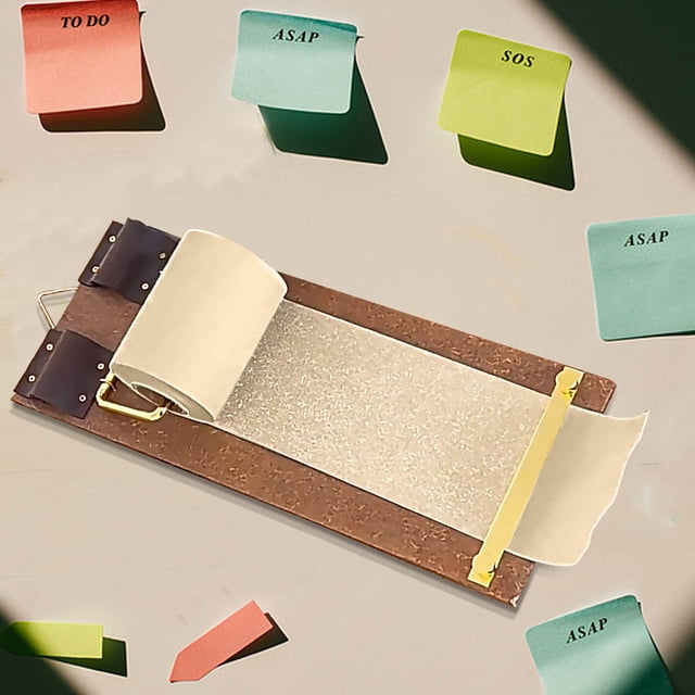 Vintage Style Clipboard Notepad Set with Roll Paper, Complete Portable Craft Board for Office Home Workplace Organization and Note-Taking