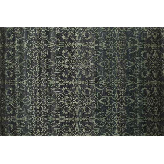 Ahgly Company Machine Washable Indoor Rectangle Contemporary Charcoal Black Area Rugs, 6' x 9'