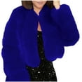 thumbnail image 4 of ATOYSOY Winter Coats for Women Warm Thick Fauxfluffy Cropped Jackets Fashion Open Front Long Sleeve Cardigans Wedding Guest Winter Blue XXL, 4 of 4