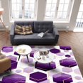 thumbnail image 4 of Area Rugs Indoor Non-Slip Rectangle Rug 5x8 Ft Purple Blocks Modern Art Yellow Line Decor Rug Rubber Backing Floor Mats Non Shedding Home Decor Carpet for Entryway Living Room, 4 of 8