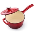 thumbnail image 6 of Daluvenix Enameled Cast Iron Sauce Pan, 2 qt Round Sauce Pot with Lid, Mini Dutch Oven Enamel Saucepan for Cooking Pasta Sauce, Marinate, Cook, Refrigerate and Serve, Red, 6 of 8