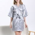 thumbnail image 2 of HBFAGFB Robe de Nuit pour Femme Cardigan à Manches Courtes Peignoir Confortable et Léger Gris Taille TG, 2 of 6