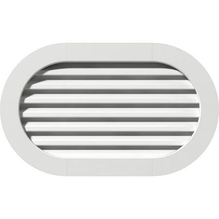 

36 W x 26 H Horizontal Round Ended (41 W x 31 H Frame Size): Functional PVC Gable Vent w/ 1 x 4 Flat Trim Frame