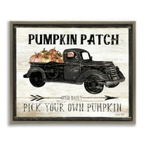 Stupell Industries Fall Harvest Picking Sign Typography Painting Brown Floater Framed Canvas Art Print Wall Art, 31 x 25