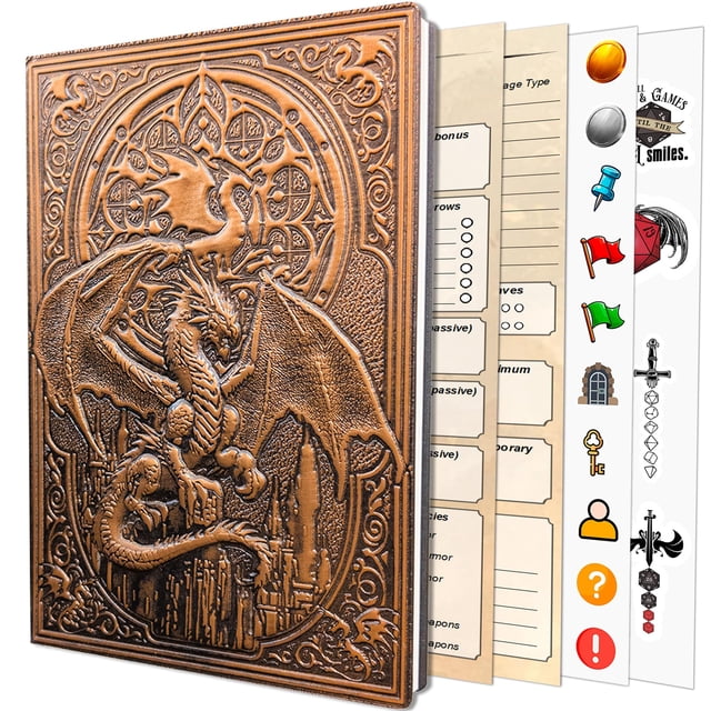 Diario DnD First Reign con dragón 3D y tapa dura con stickers