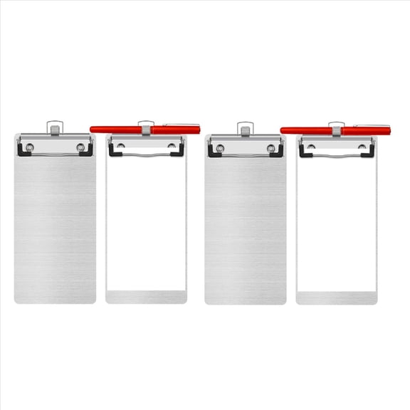 2X Metal Aluminum Clipboard with Pen Holder 4.1 X 8.4 Inch Mini Aluminum Pocket Clipboard A5 Clipboard for Office School