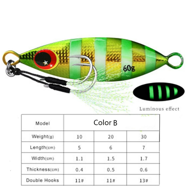 Sinking 10g 20g 30g Bass Hook Minnow Jig Bait Feather Metal Fishing Lures  Lead Casting Spinning Baits COLOR F -30G 