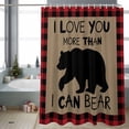 thumbnail image 2 of Black Bear Bathroom Shower Curtain I Love You Red Black Plaid Winter Christmas Waterproof Washable Shower Curtains for Bathtub Bath Decor with Grommets and Hook 72 X 72 Inch, 2 of 8