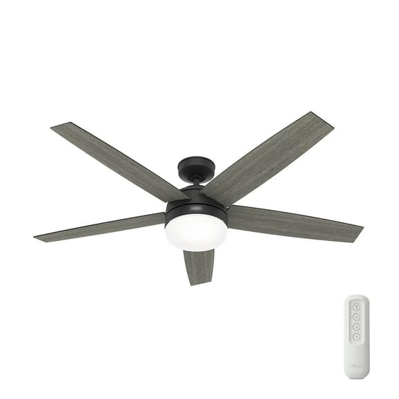 Restored Hunter Fan 60 inch Matte Black Indoor Ceiling Fan with LED Light and Remote Control for Bedroom, Living Room/Family Room, Dining Room, Kitchen, Office (Refurbished)