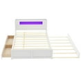 thumbnail image 6 of Euroco Wood Queen Size Platform Bed with Storage Headboard, Drawers Trundle and LED Light for Adults, White, 6 of 15